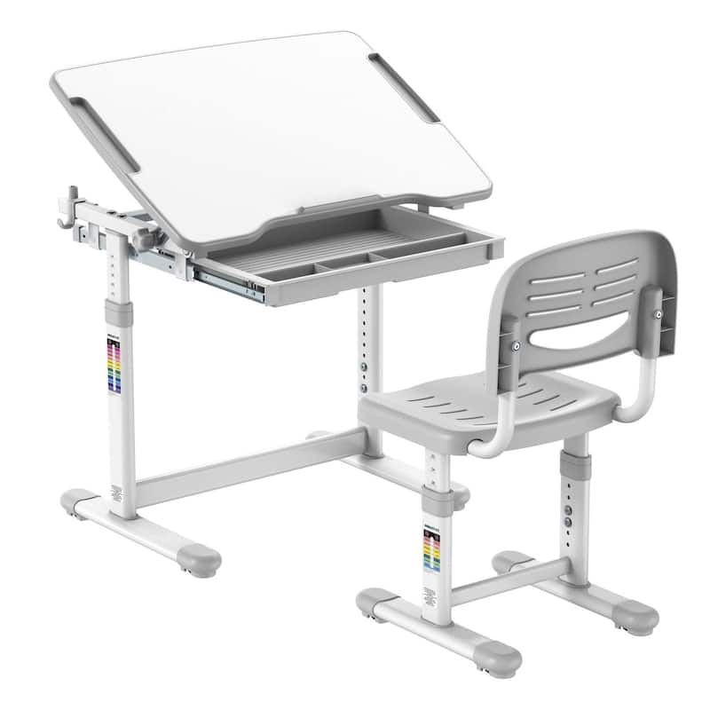 Mount-It! Kids Desk and Chair Set, Height Adjustable Ergonomic Children's School Workstation with Storage Drawer