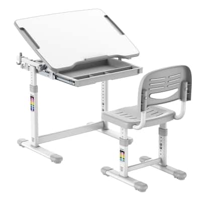 Mount-It! Kids Desk and Chair Set, Height Adjustable Ergonomic Children's School Workstation with Storage Drawer