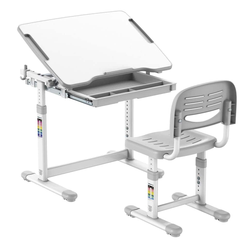 Mount-It! Kids Desk and Chair Set, Height Adjustable Ergonomic Children's School Workstation with Storage Drawer