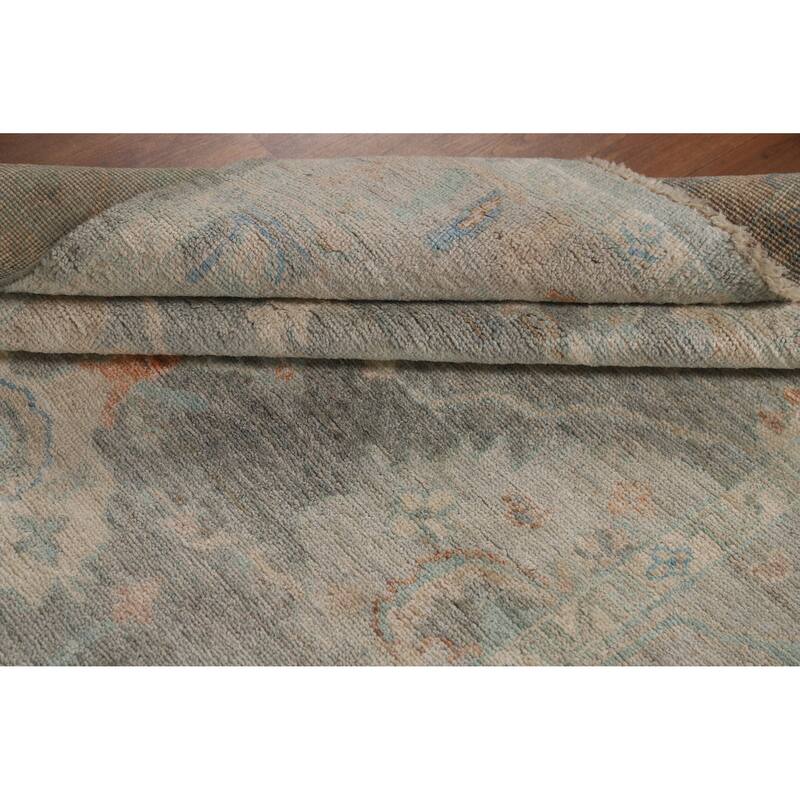Hand Knotted Oriental 100% Wool Carpet Transitional All-Over Greys & Charcoal Oushak Area Rug - 6' 10'' X 5' 0''