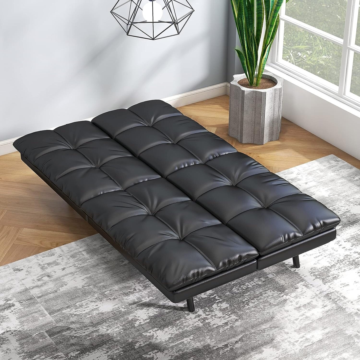 Milmonet Futon Sofa Bed, Linen Fabric Memory Foam Couch,Modern