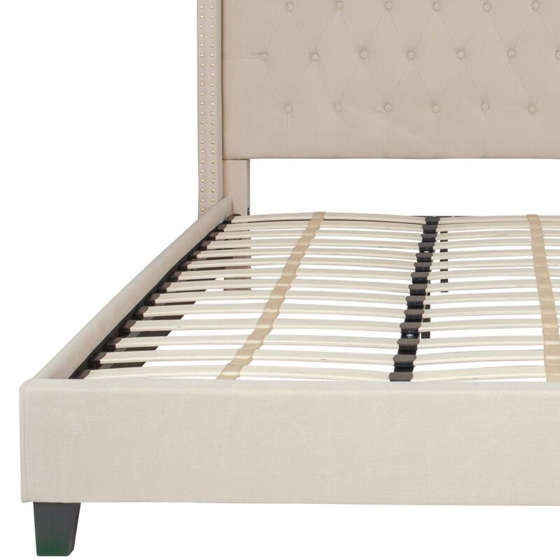 Tufted Upholstered Nailhead Trim Platform Bed