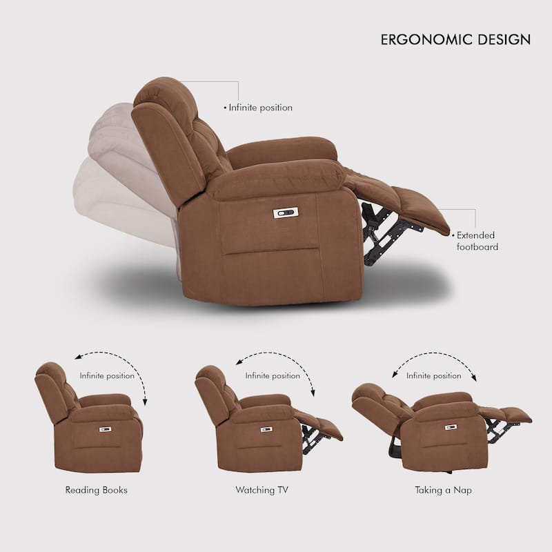 3-Piece Modular Power Recliner Fabric Sofa Set with USB&USB-C Charging For Livingroom