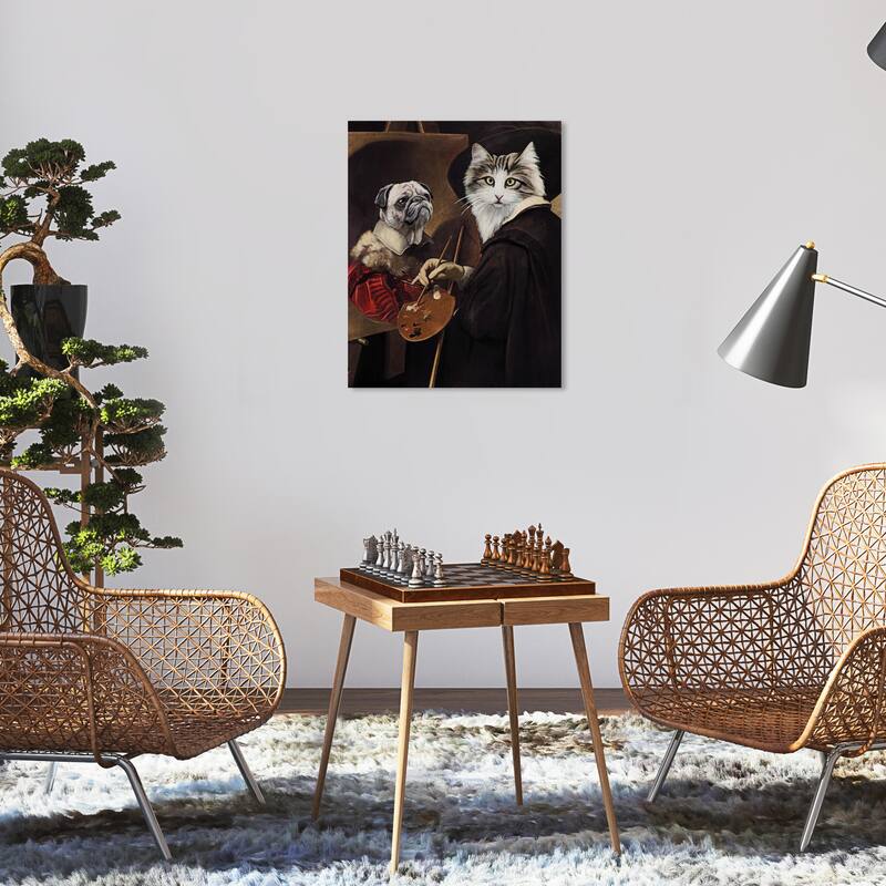 Wynwood Studio Canvas Animals Portrait of the Painter Black and Traditional Wall Art Canvas Print - Black, Brown - 20 x 16