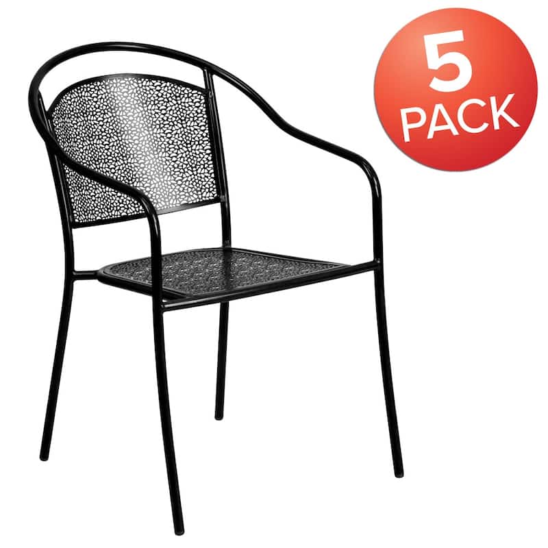 5 Pack Indoor-Outdoor Steel Patio Arm Chair with Round Back
