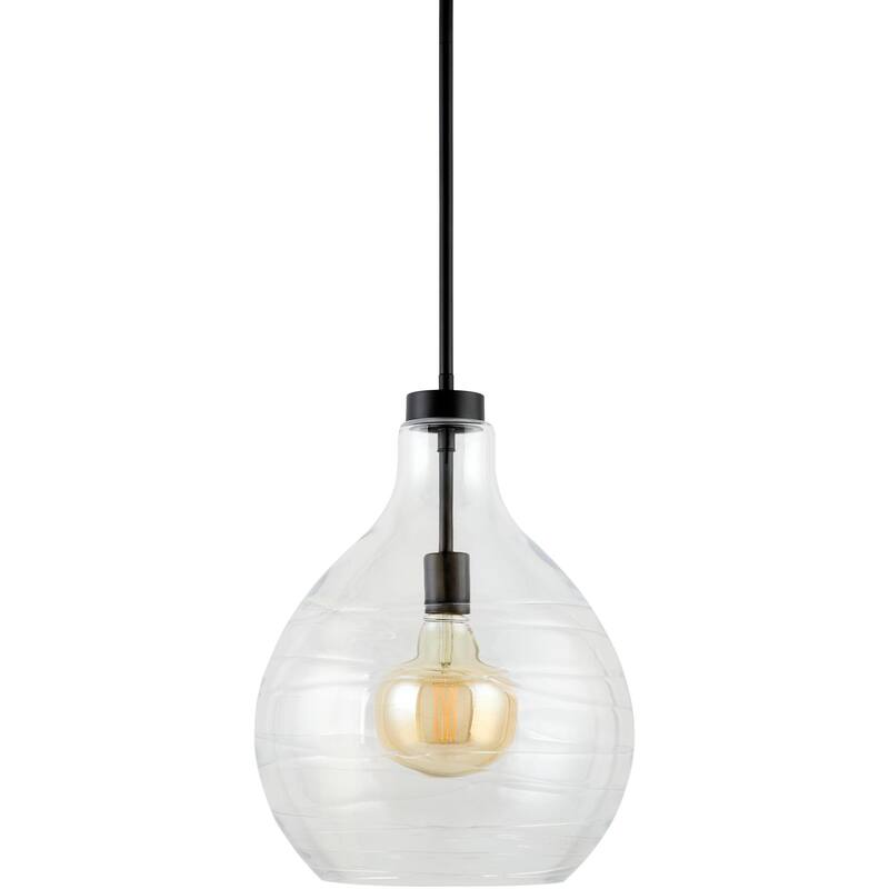 Livabliss Calanda Global Pendant - 13"L x 13"W x 17"H - Black/Clear