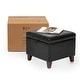 preview thumbnail 11 of 12, Adeco Faux Leather Tufted Flip Top Storage Ottoman