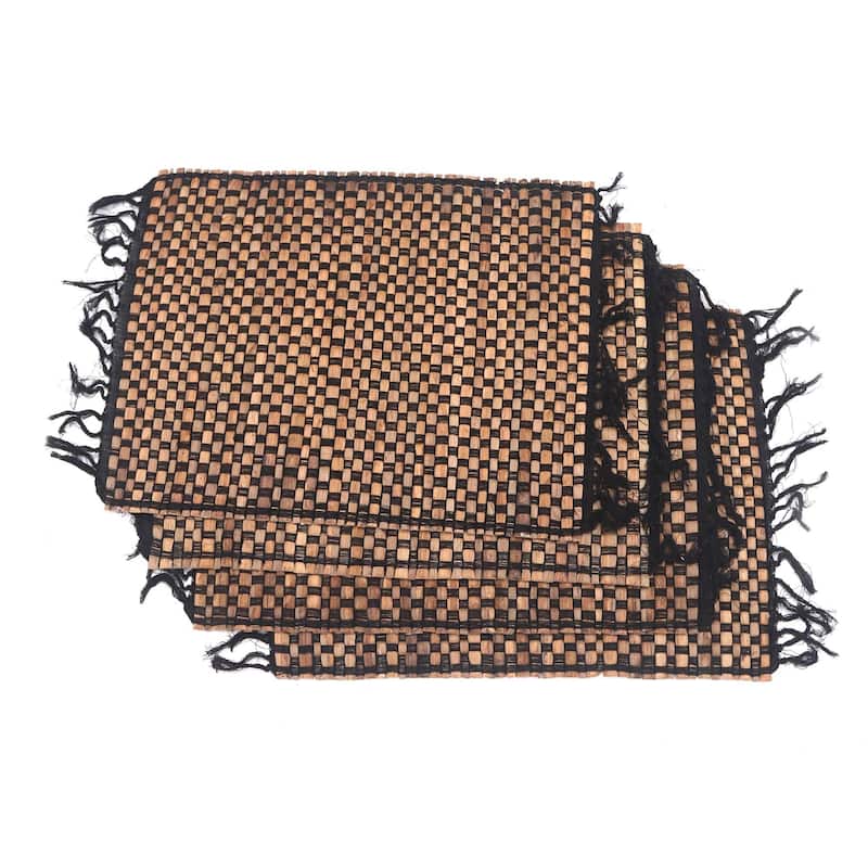 Novica Handmade Chess Set Natural Fiber And Cotton Placemats (Set Of 4)