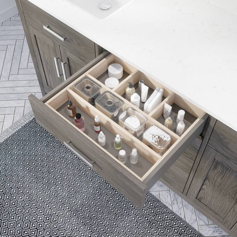 Kate 72-in Solid Hardwood Bathroom Vanity with Power Bar and Drawer Organizer