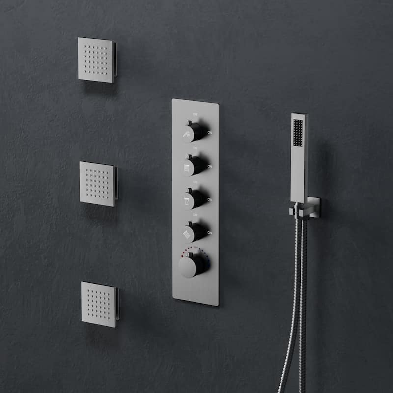 GRANDJOY LED Music Shower System 20" Shower Head with 3 Body Jets