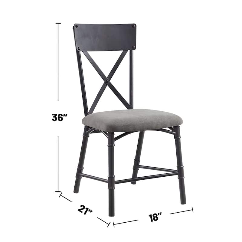 Set of 2 Side Chairs with Seat Cushion, Gray and Sandy Black