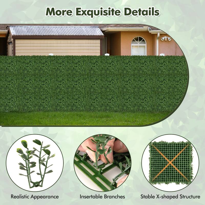 Gymax 12 Pcs Faux Boxwood Panels w/ Insertable Branches Privacy Hedge