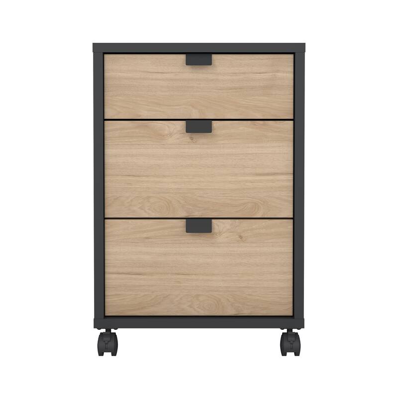 Carson Carrington Sign 3-drawer Mobile Cabinet - Matte Grey/Jackson Hickory