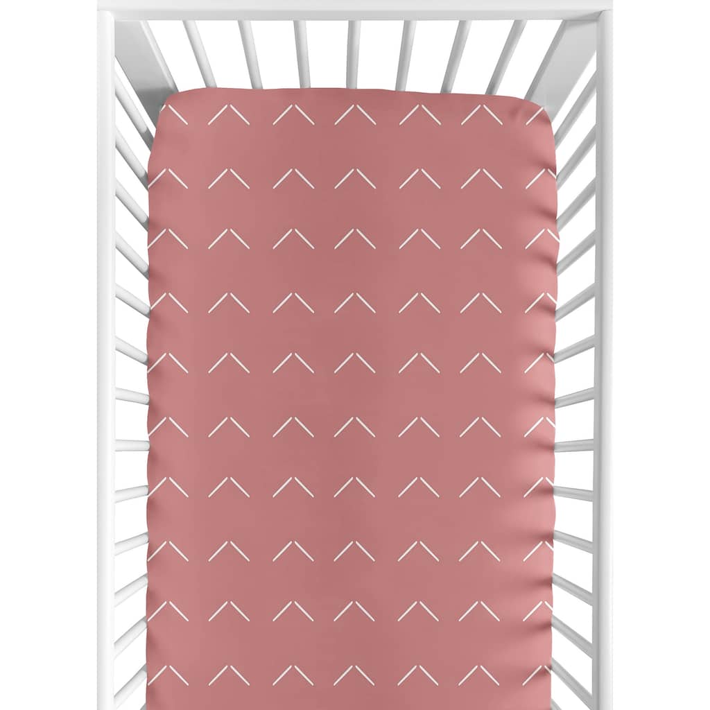 Sweet Jojo Designs Mauve Pink Boho Arrow Girl Fitted Crib Sheet Dark Rose Ivory Modern Bohemian Farmhouse Shabby Chic Designer