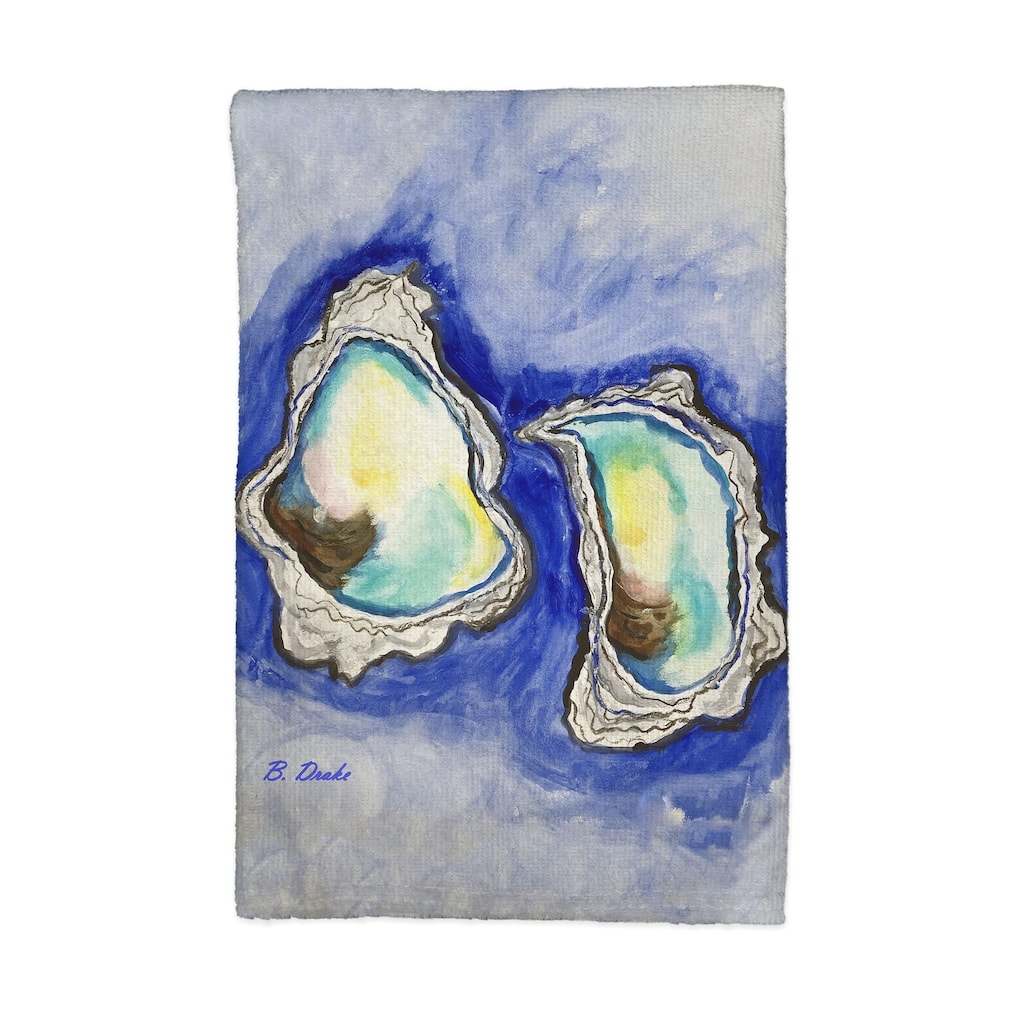 Aqua Oysters Kitchen Towel - 16x25