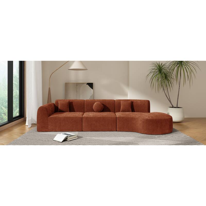 Curved Sectional Sofa with Chaise Lounge, High-Density Fully Compressed Sponge 7 Seat Sofa, Comfy Round Upholstered Couch