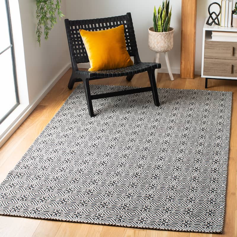 SAFAVIEH Augustine Melitina Contemporary Cotton Rug - 5' x 7'7" - Black/Light Grey