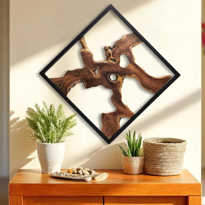 Greenage Teak Wall Decor Natural Live Edge Hanging Art Sculpture