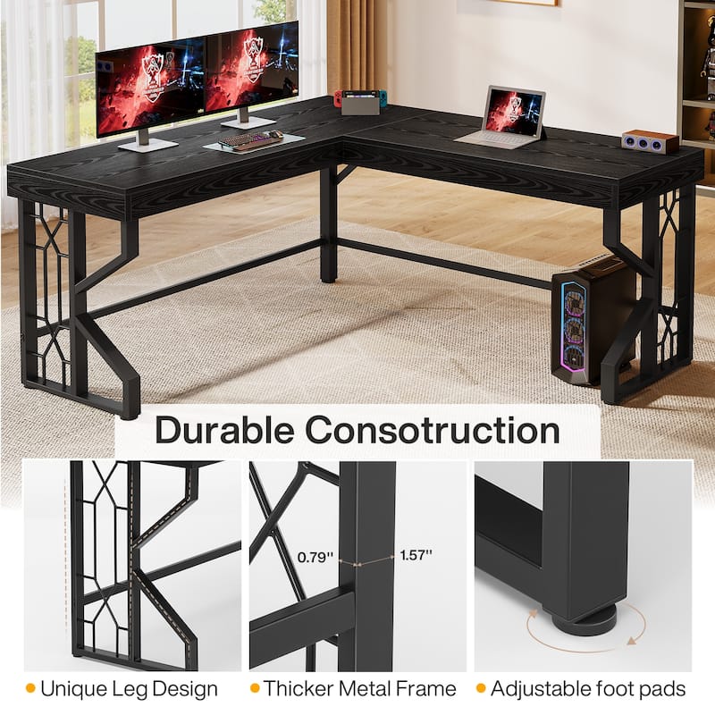 59 Inches Industrial L-Shape Home Office Desk