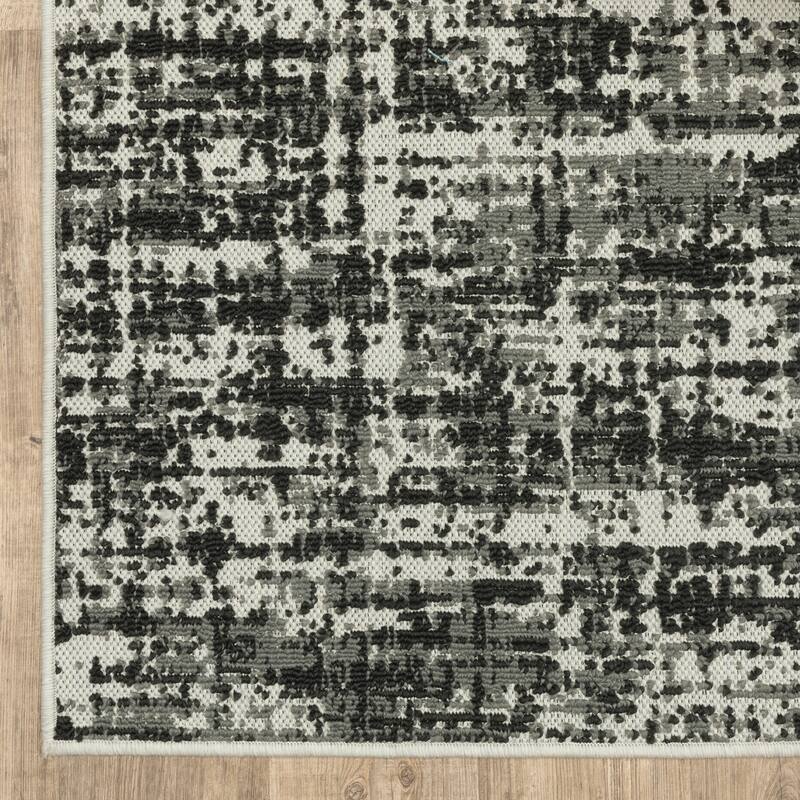 Vista Home Talcot Distressed Abstract Black Indoor-Outdoor Area Rug