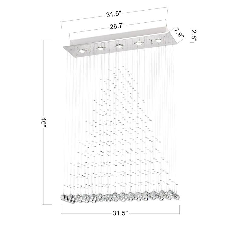 Sarema Rain Drop 5-Light Flush Mount for Kitchen, Living/Dining Room, Office