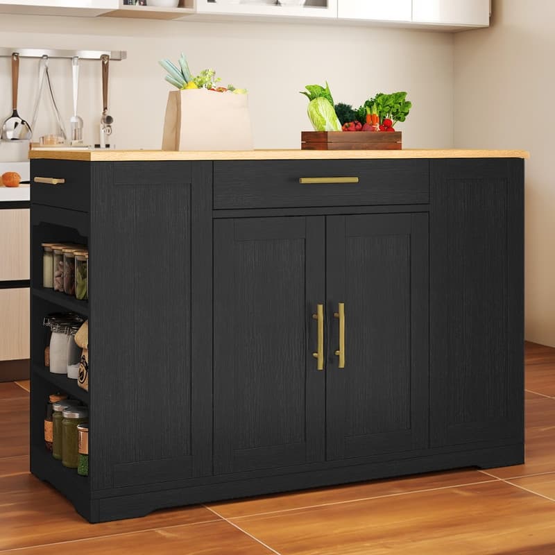 53-inch Rolling Kitchen Island Portable Mobile Kitchen Cart