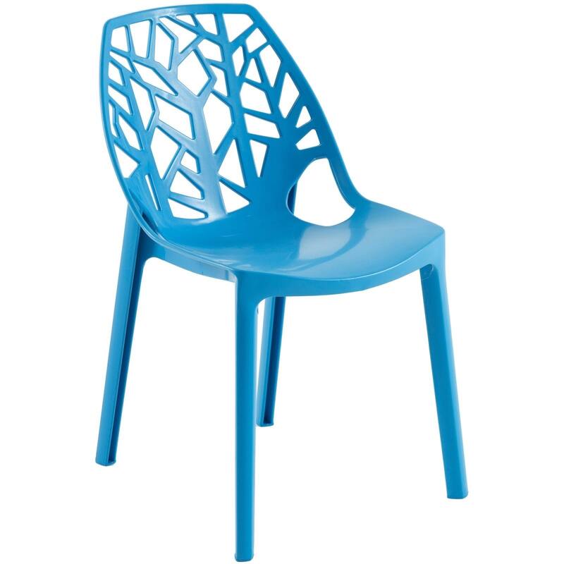 Stackable Dining Chair in Polypropylene (Set of 2) Modern Cut-out Design Backrest Accent Side Chair