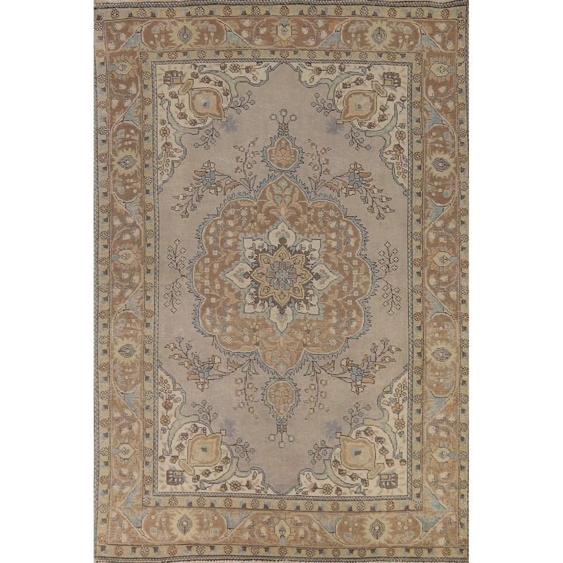 Tabriz Persian Area Rug Hand-Knotted Bedroom Wool Carpet - 6'6"x 9'5"