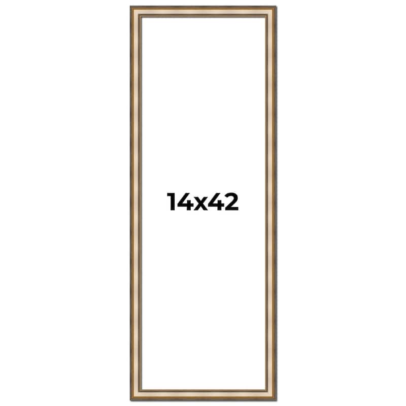 14x42 Frame Gold Solid Wood Shadow Box Width 1.5 Inches | Interior Frame Depth 2 3/8 Inches