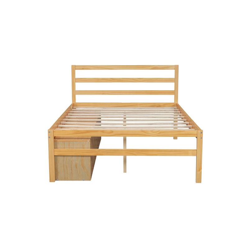 Full Platform Bed with Removable Shelves and Two Drawers, Sturdy Wood Frame for Extra Storage, Modern Look