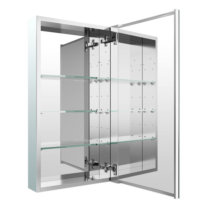 Recessed or Surface Wall Mount Bathroom Medicine Cabinet With Adjustable Glass Shelves