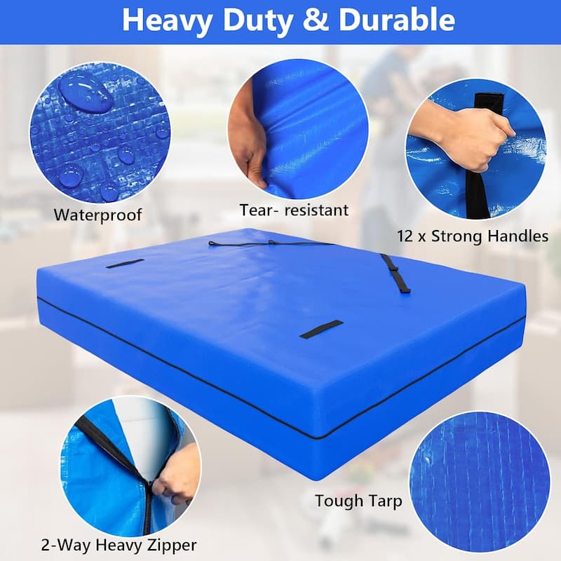 Mattress Bags For Moving And Storage , Heavy Duty 12 Handles And Strong Zipper Closure, Mattress Cover For Moving and Storage