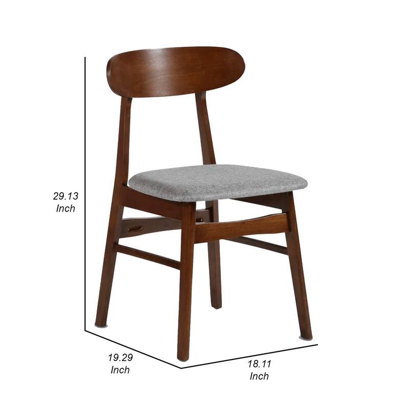 Brown/Gray Fabric Upholstered Wood Frame Dining Chair, Set of 2, Sturdy Dining Chair for Dining Rooms - 17.5