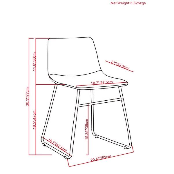 WyndenHall Adrienne Mid Century Modern Dining Chair (Set of 2) - 21.26" D x 20.47" W x 30.31"H