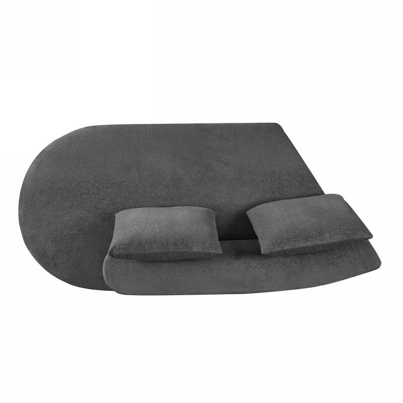 116" Pearl Upholstery Curved Sectional Sofa with Chaise Lounge, High-Density Compressed Sponge Design