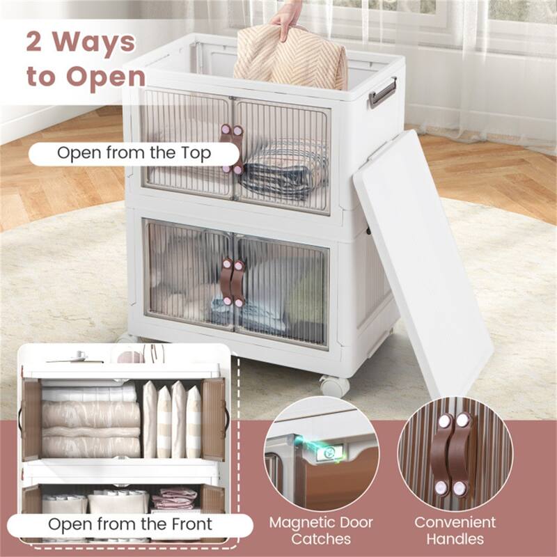 Stackable Storage Boxes Bins with Lockable Casters 25.5" x 16" x 43.5" - Multi