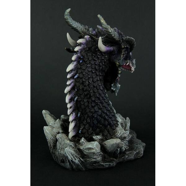 Hand Painted Obsidian Dragon Bust Statue With Led Lights Overstock 20670606
