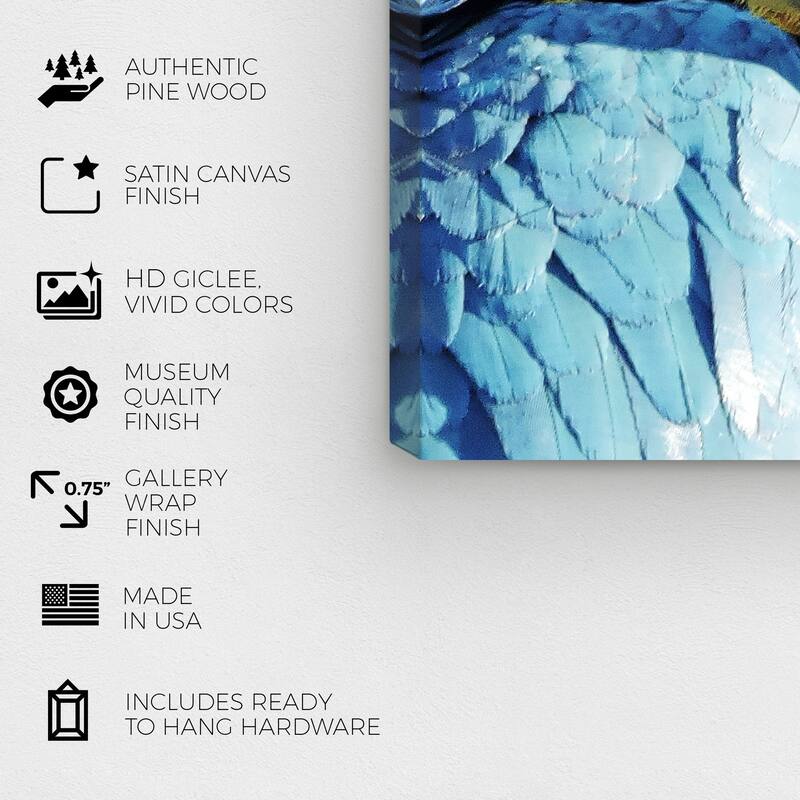 Wynwood Studio Canvas Animals Macaw Blue and Light Blue Tropical Wall Art Canvas Print