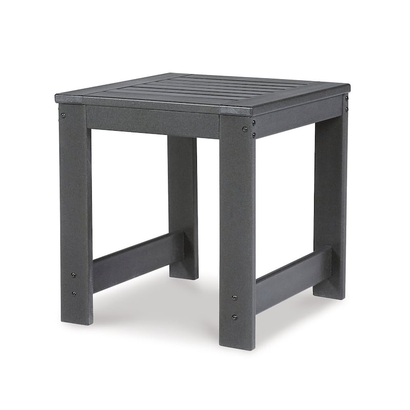 21.5 in. Charcoal Gray Square Plastic End Table with Slatted Design