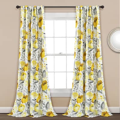Porch & Den Egger Poppy Patterb Room Darkening Curtain Panel Pair
