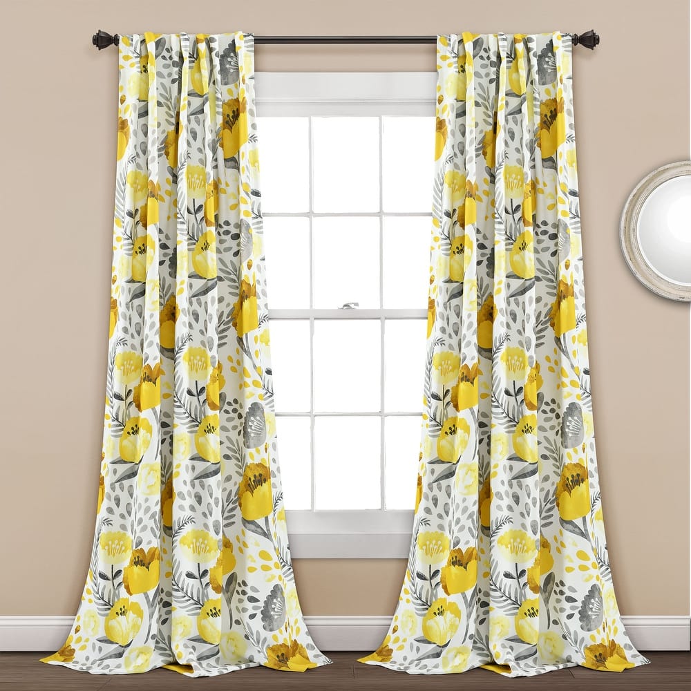 Porch & Den Egger Poppy Patterb Room Darkening Curtain Panel Pair
