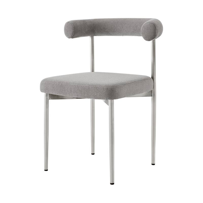 HomeRoots Set of Two Gray And Silver Upholstered Polyester Open Back Dining Side Chairs