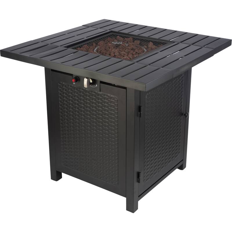 Pure Garden 30-Inch Propane Fire Pit - 50,000 BTU Outdoor Fire Table, Brown