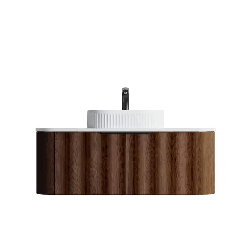 Dillon 46" Single Vanity 5 Pc Combo - Walnut with White Sink