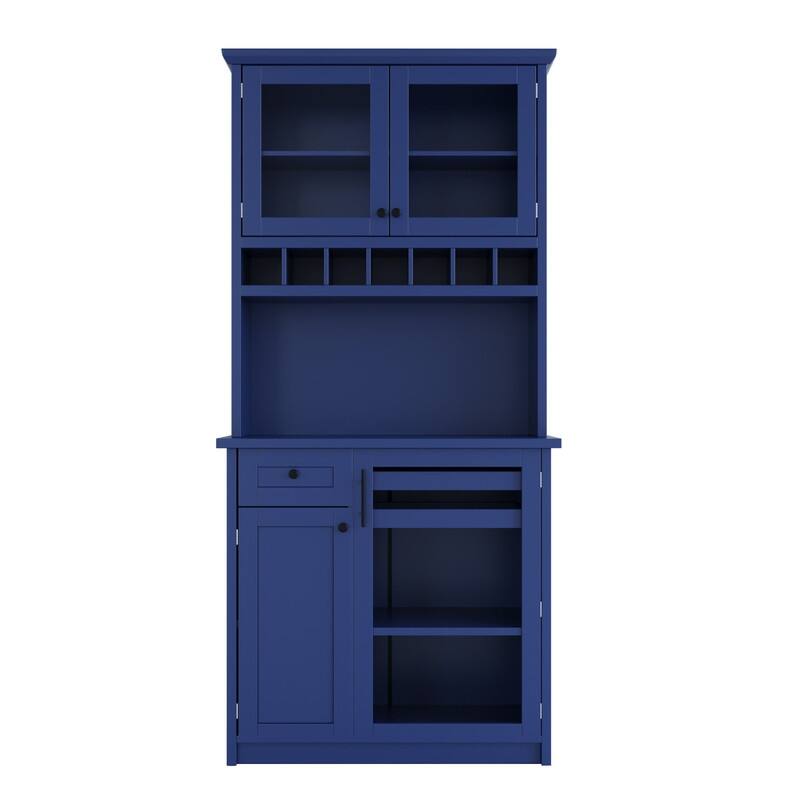 Farmhouse 74.8" Tall Kitchen Pantry with Hutch, Freestanding Kitchen Storage Solution for Modern Homes