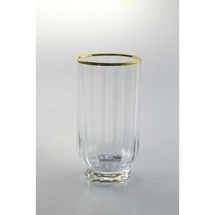 Set of 6 Highball Glasses with Gold Rim