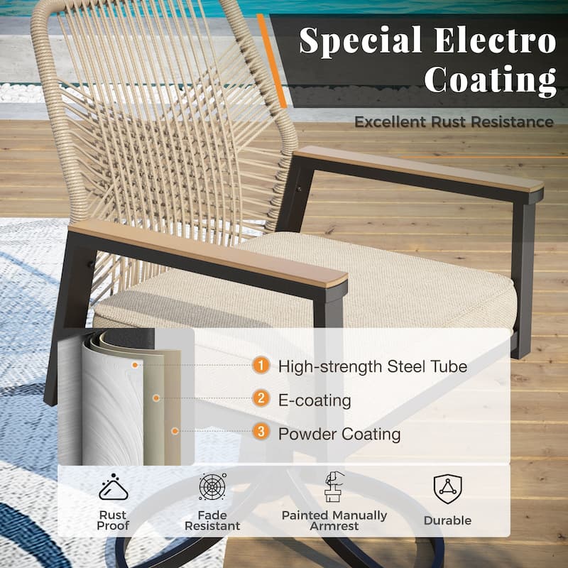 MAISON ARTS 9 Pieces Outdoor Patio Dining Set with Square Table and Cushioned Woven Wicker Dining Chairs