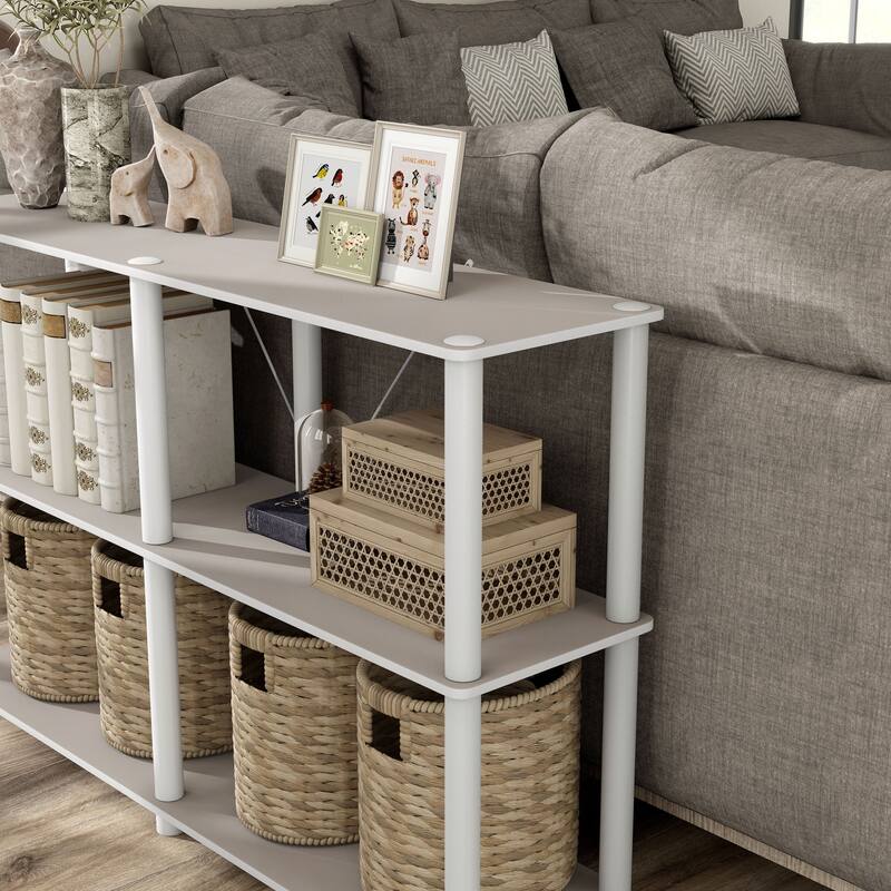DH BASIC Modern Wood Shelving Unit with storage - Tier Shelves, Cube Ladder Shelf by Denhour