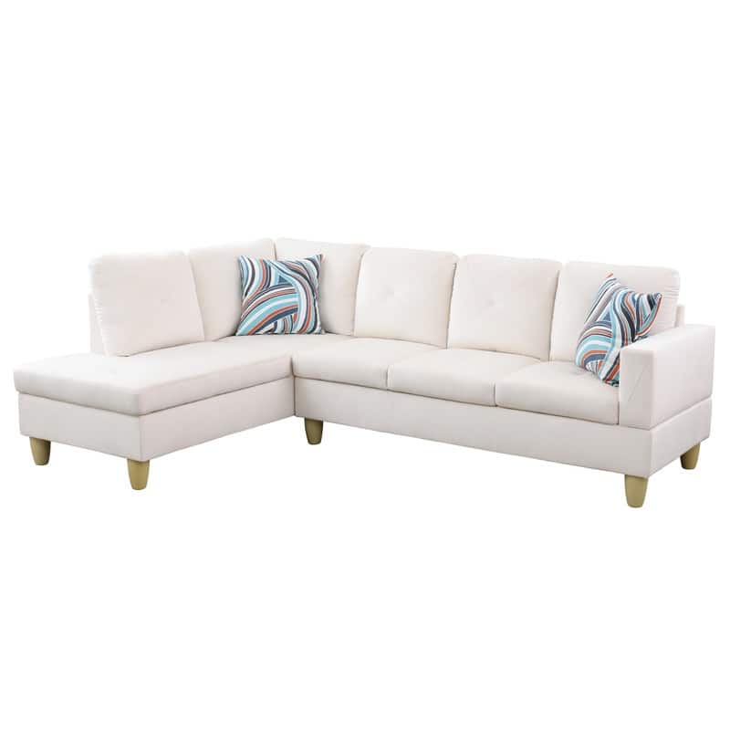 66.5" White Flannel 3-Piece Living Room Sofa Set