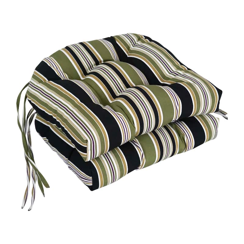 16-inch Rounded Back Tufted Indoor/ Outdoor Chair Cushions (Set of 2) - 16" - Eastbay Onyx